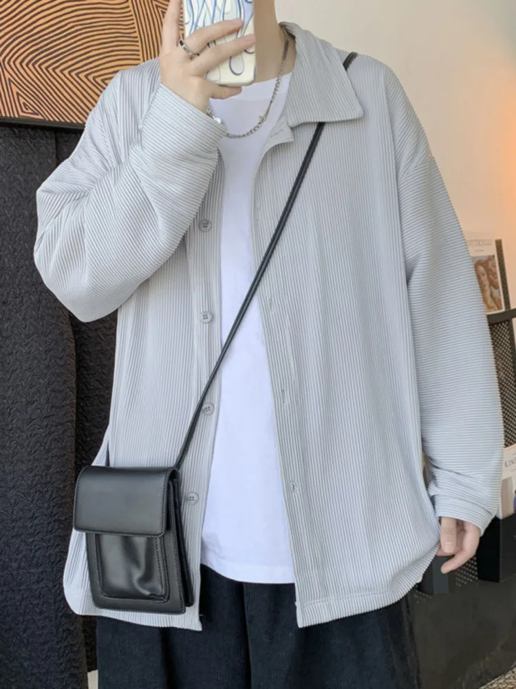 

PFHQ Men's Shirts Folds Long Sleeve Man Tops New 2022 Autumn Minority Simple Loose Male Japanese Style Blouse 21B3405
