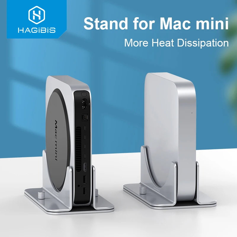 Hagibis-soporte Vertical de aleación de aluminio para ordenador portátil, soporte de escritorio ajustable antideslizante para Mac Mini de Apple