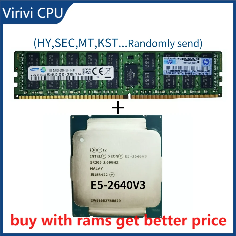 

DDR4 16G Server ram 1066Mhz with E5-2640v3 2.6GHz 20M 8 Core 16 Thread 90w LGA 2011-3 Processor Server memory