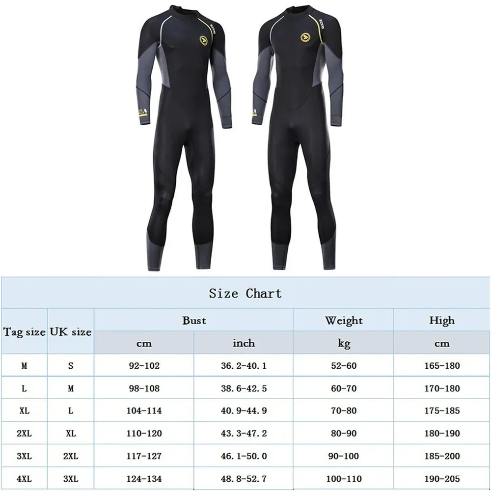 3 мм осенне-зимний мужской длинный гидрокостюм из неопрена с термофлисовой