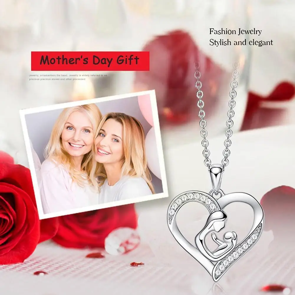 

Mother's Day Heart-shaped Pendant Necklace Fashion Women's Jewelry Day Mother's Necklace Clavicle Mom Pendant To Gift Chain S1k1