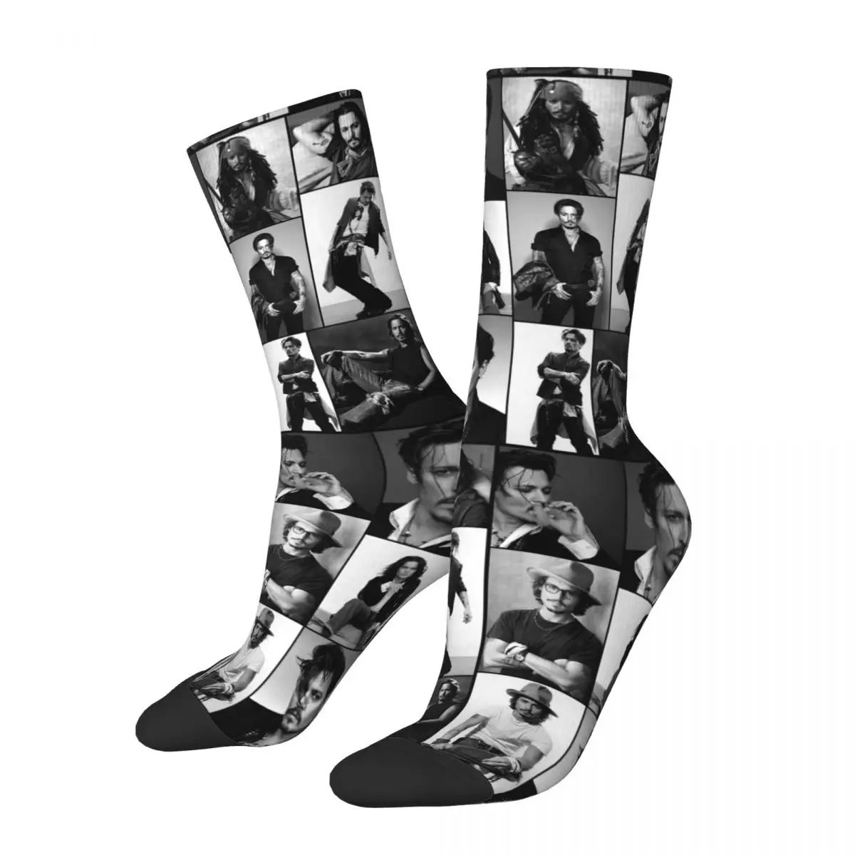 

Christmas Present Winter Warm Harajuku Unisex Johnny Depp Collage Picture Collage Socks Non-slip Soccer Socks Comfortable