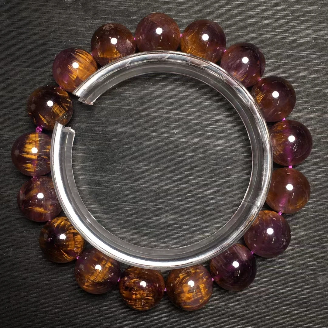 

Натуральный какоксенит, ауралит 23, золотой рутилированный кварцевый браслет 12 мм, прозрачный Круглый браслет с бусинами для женщин и мужчин...