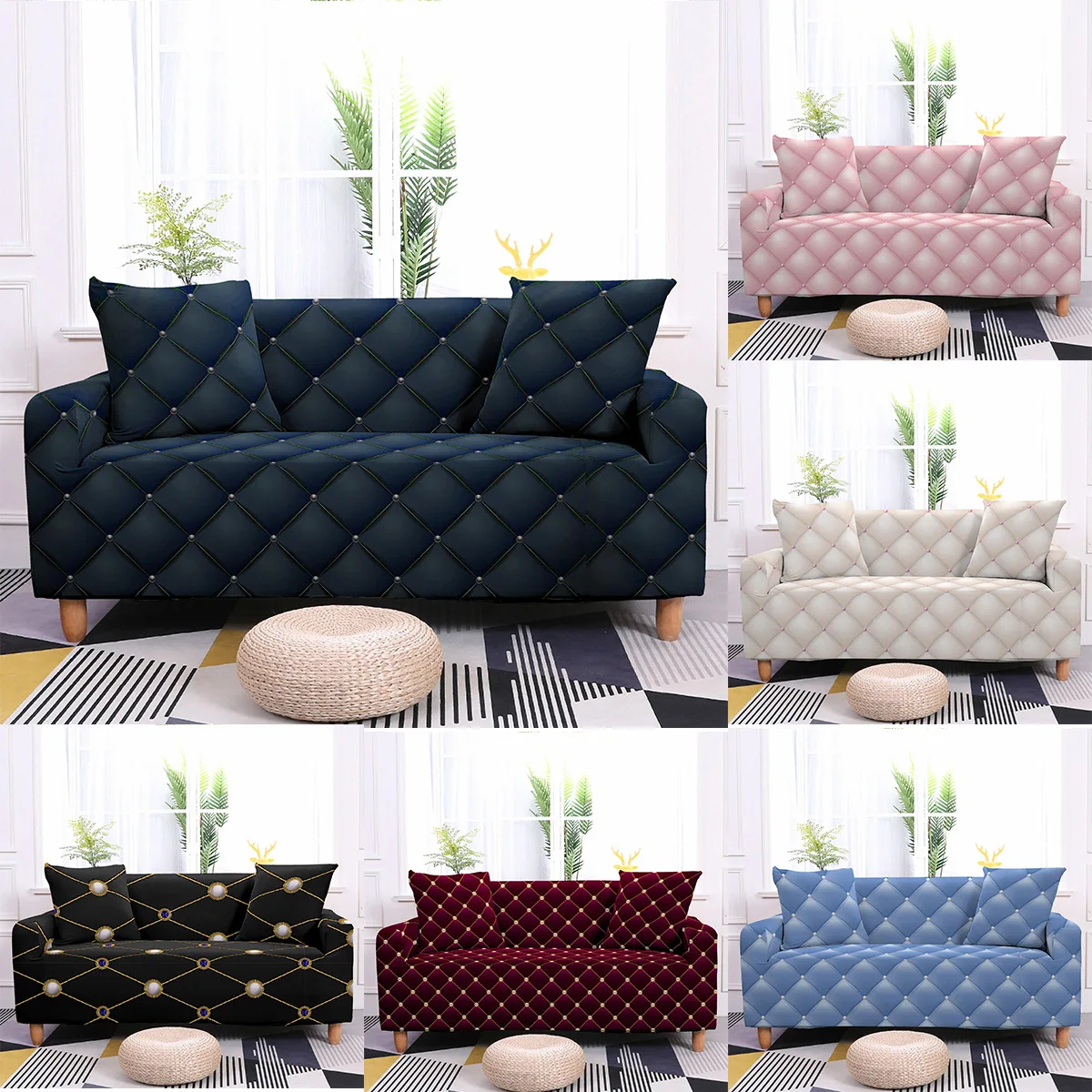 

Solid Elastic Sofa Cover Couch Cover Stretch Slipcover Sectional Sofa Cover Slipcover Sofa Covers Furniture Protector Home Decor