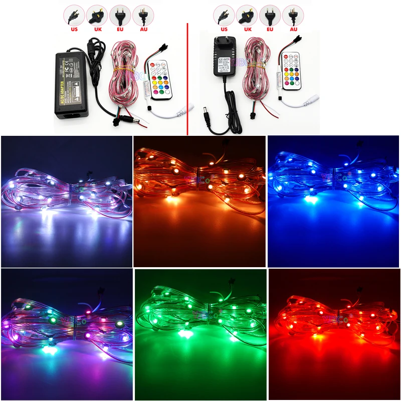 

DC5V 50pcs Pre-soldered WS2812B LED Heatsink 5050 RGB 10cm Wire light Built-in WS2811 IC set 5V LED power 21Keys Controller