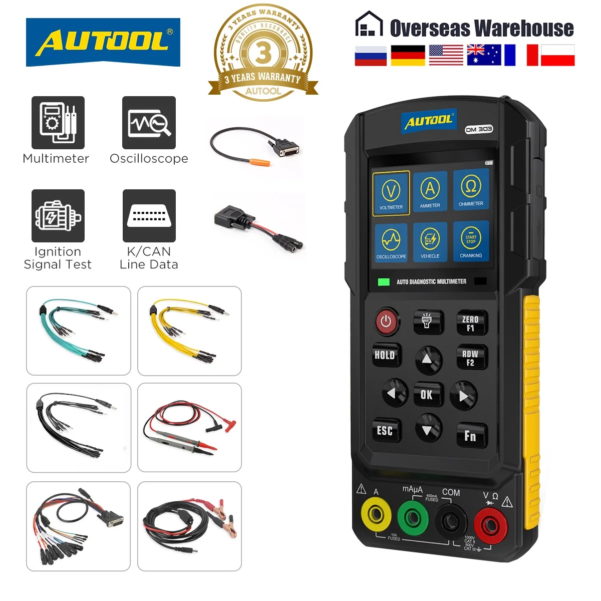 AUTOOL DM303 Auto Diagnostic Multimeter Car Circuit Tester w