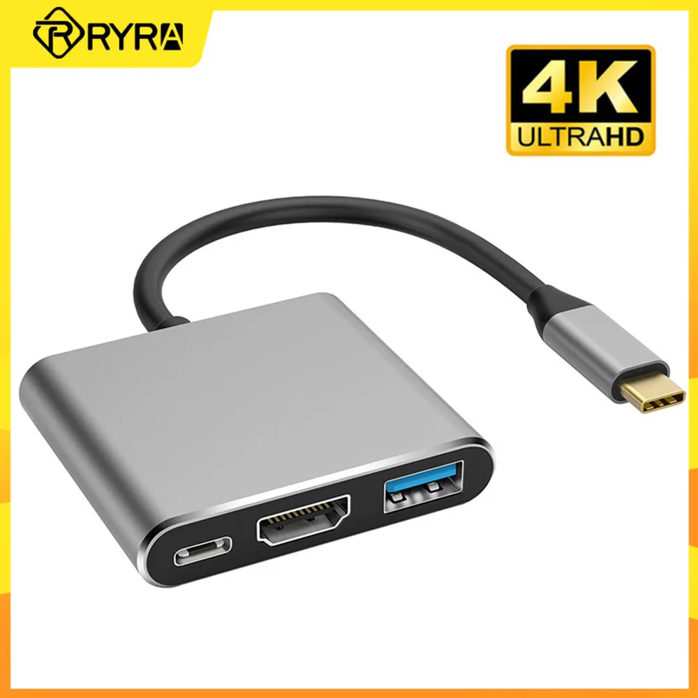 

RYRA Type C USB 3.0 To USB-C HUB 4K HDMI USB 3.0 Adapter Cable HDMI-Compatible Splitter For MacBook Huawei Laptop Accessories