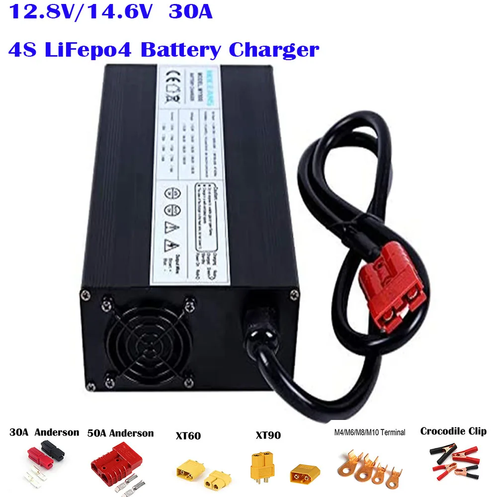 

14.6V 30A Charger 14.6V 20A LiFepo4 Battery Charger for 4S 12.8V 14.4V LiFepo4 Battery Charger Smart Charger with M8 Connectors