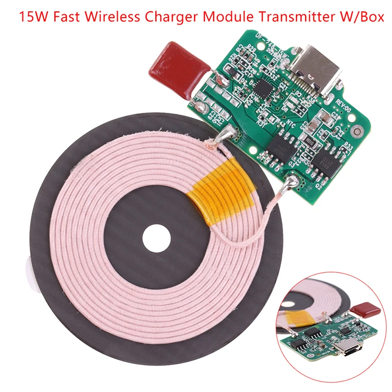 

15W Qi Fast Wireless Charger Module Transmitter With Box PCBA Circuit Board Coil DIY Type-c Port