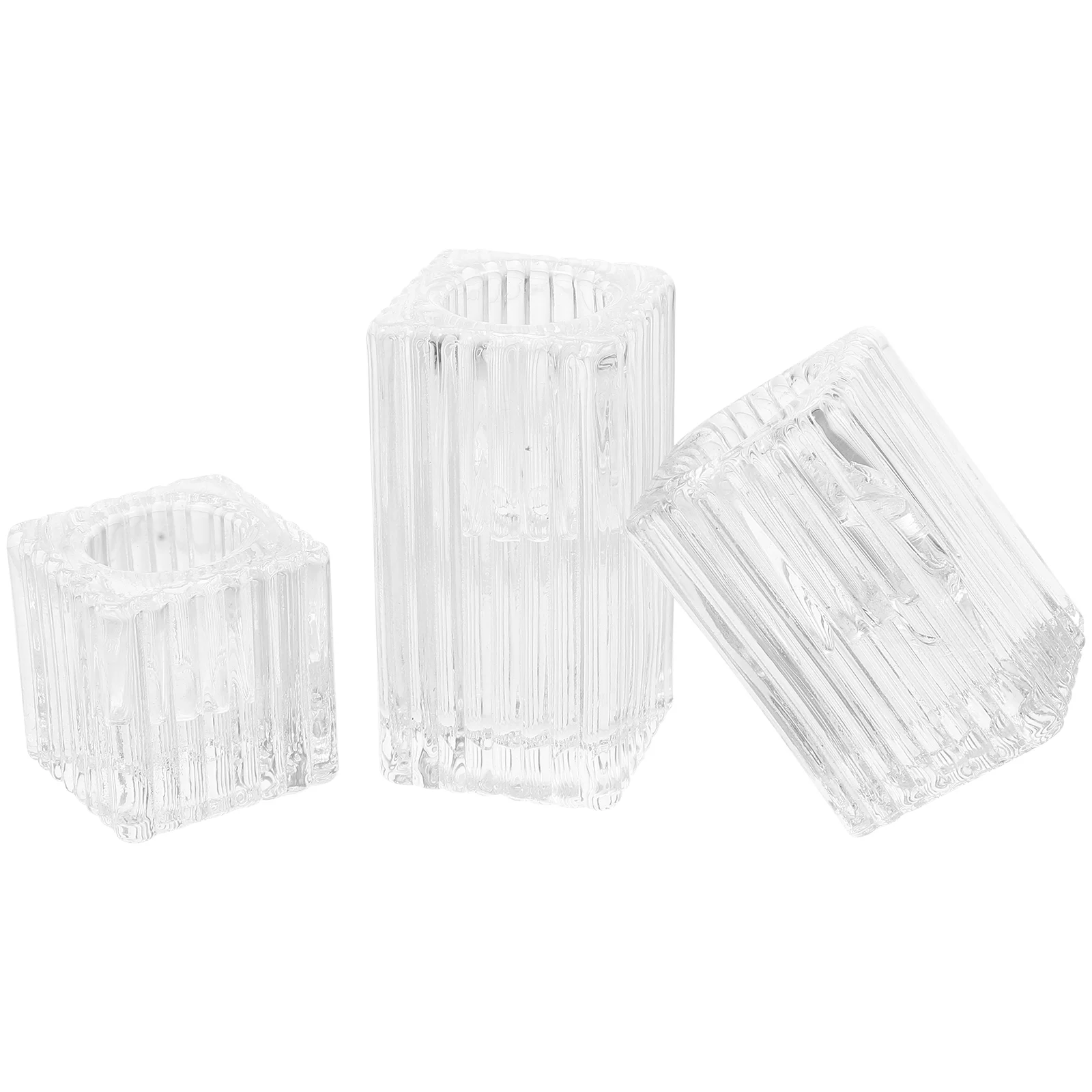 

3 Pcs Glass Holder Pillar Romantic Holders Tea Light Elegant Candlestick Modern Candleholder