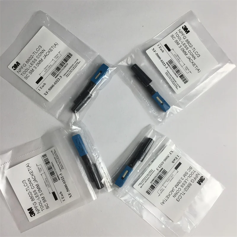 Good 100PCS 3M SC UPC NPFG 8802-TLC/3 Fiber Optic Fast Connector Singlemode Quick Connectors Tool-less Conn SC SM 3.00mm Jacket