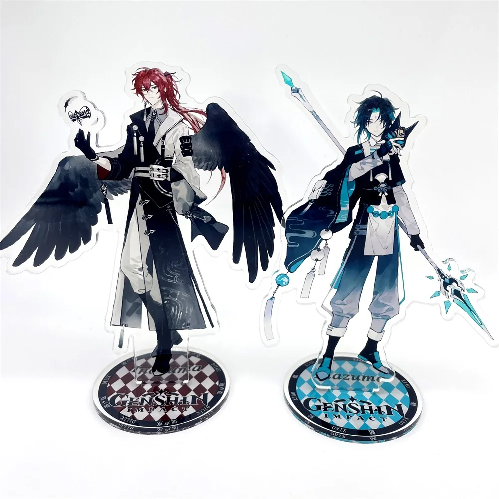 Фигурка из аниме Genshin Impact Zhongli Xiaomi bazhu, акриловая, на подставке, для косплея, Настольная декоративная брелок для ключей для фанатов