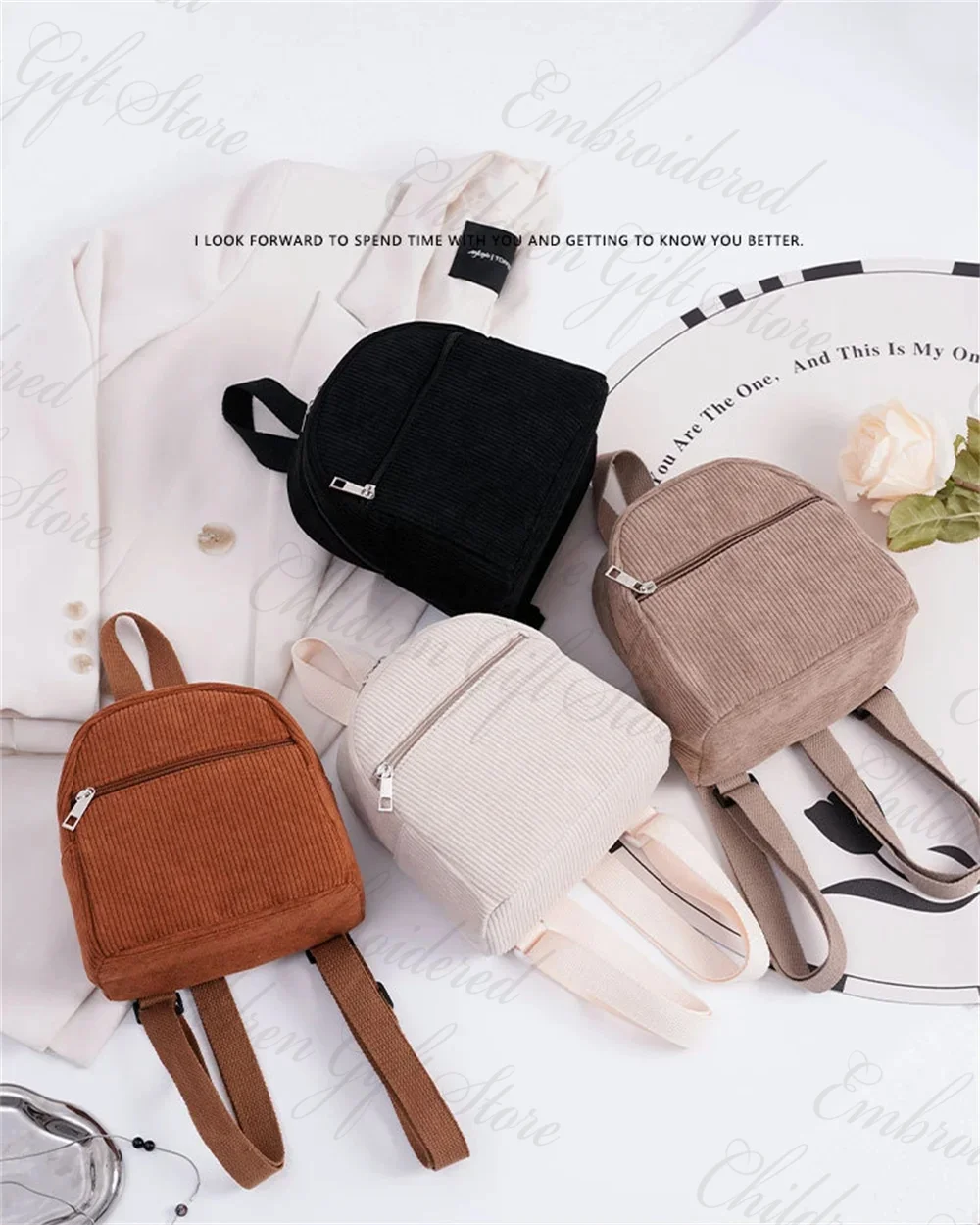 Миниатюрная Вельветовая сумка с именем под заказ женские модные рюкзаки