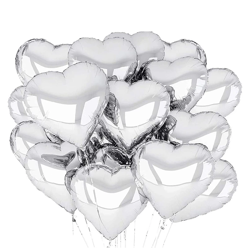 

Aluminum Foil Balloons, 30 Pieces Heart Shaped Balloons 18 Inches, Heart Balloons, for Party, Birthday
