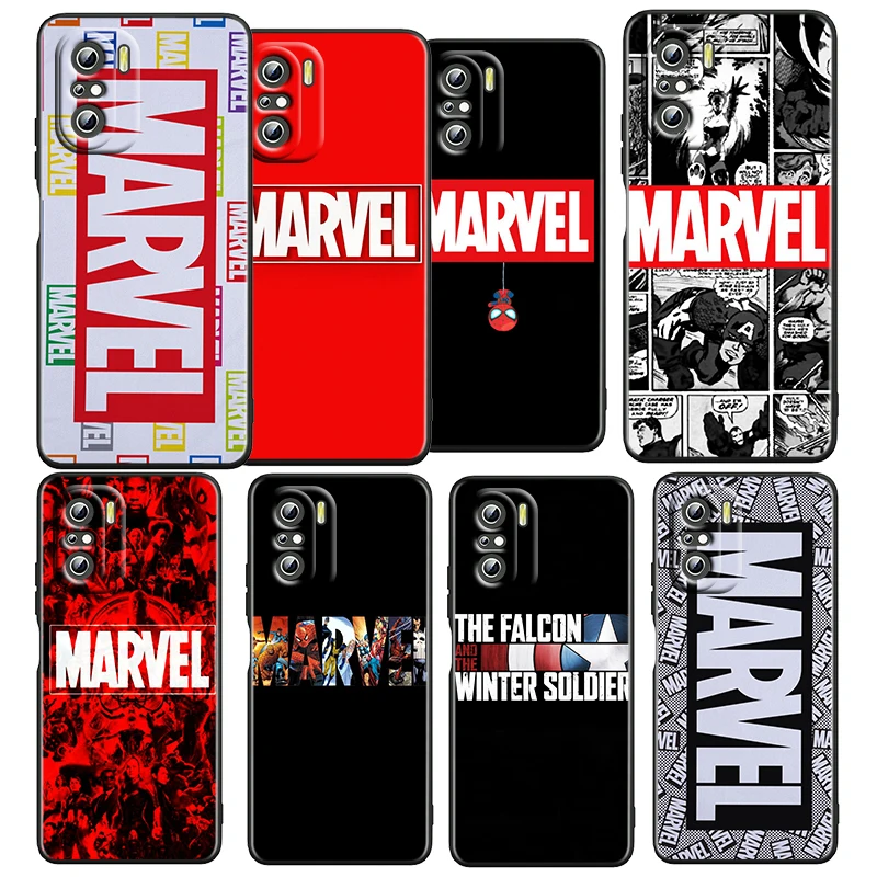 

Marvel logo cool For Xiaomi Redmi K50 K40 Gaming K30 K20 Pro 5G 10X 9T 9C 9A TPU Soft Black Phone Case Fundas Coque Capa Cover