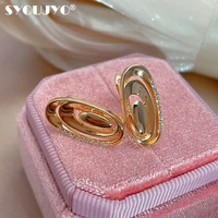 syoujyo russian fashion 585 rose gold earrings for women minimalist glossy natural zircon drop earrings jewelry accessories 2022