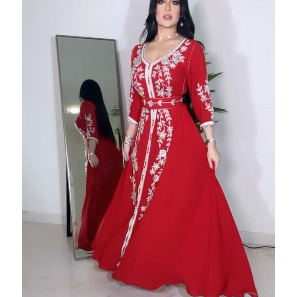 

Wepbel Muslim Abaya Women Arab Dress Eid Party Long Sleeve Embroidered Caftan Robe Evening Gown Islamic Clothing Abaya Kaftan