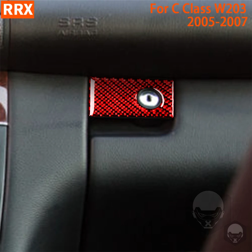Cubierta de Panel de interruptor para mercedes-benz Clase C, pegatina de fibra de carbono roja Real, accesorios para coche, W203, 2005, 2006, 2007