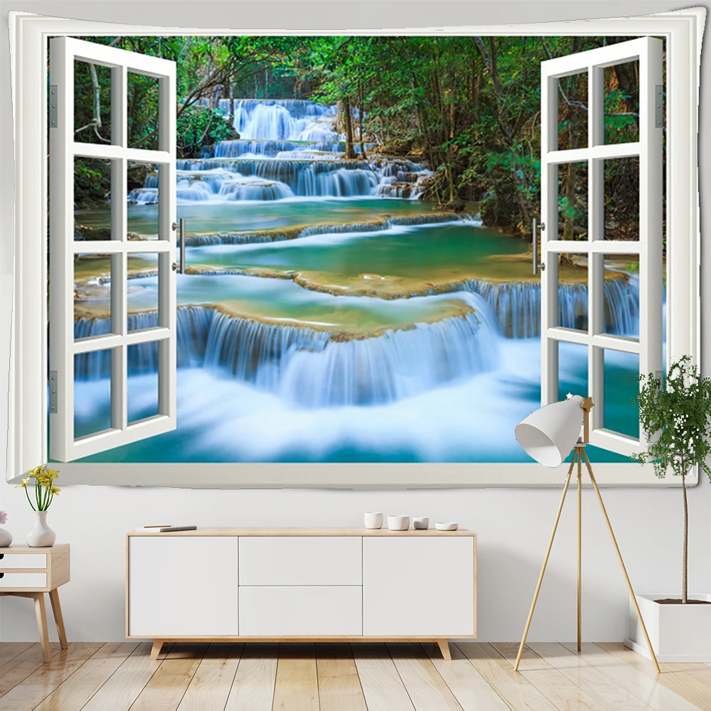 Искусственное окно искусственный гобелен настенный подвесной дешевый хиппи