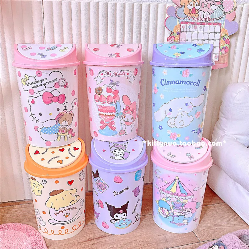 Kawaii Мультфильм Аниме Sanrios мусорная корзина рабочего стола портативная