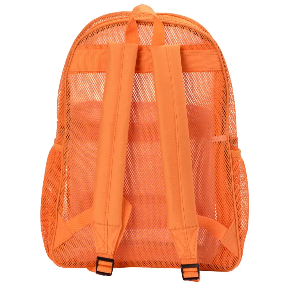 Heavy Duty Mesh Backpack  Bookbag Quality Netting Gym Daypack See Through Student School Bag Padded Straps Orange