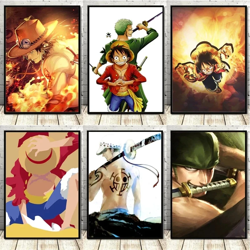 

Japanese Anime One-piece Canvas Painting Luffy Nami Solo Sanji Character Poster Children's Room Decoration Bedroom Wall Painting