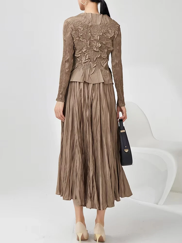 EGRM Miyake Плиссированный комплект из 2 предметов Нишевый дизайн Женские топы с