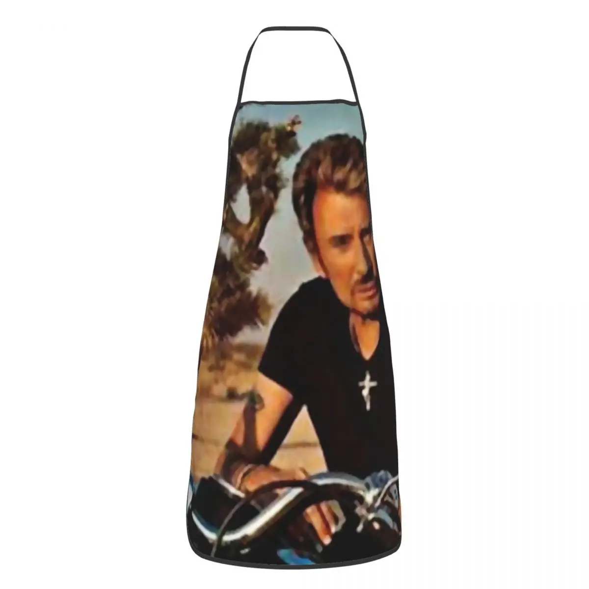 

Johnny Hallyday Polyester Apron Rock Music French Singer Kitchen Cuisine Bib Tablier Florist Artisan Pinafore for Unisex Chef