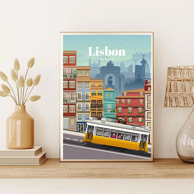 Абстрактный постер для путешествий Токийский пейзаж Нью-Йорка Парижа холст