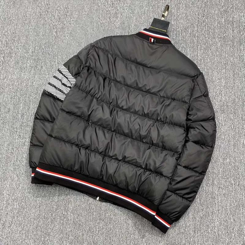 Winter Down Jacket Luxury Brand Classic Grey Striped Design Men Parkas Coats Causal Business High Quality Padded Jacket