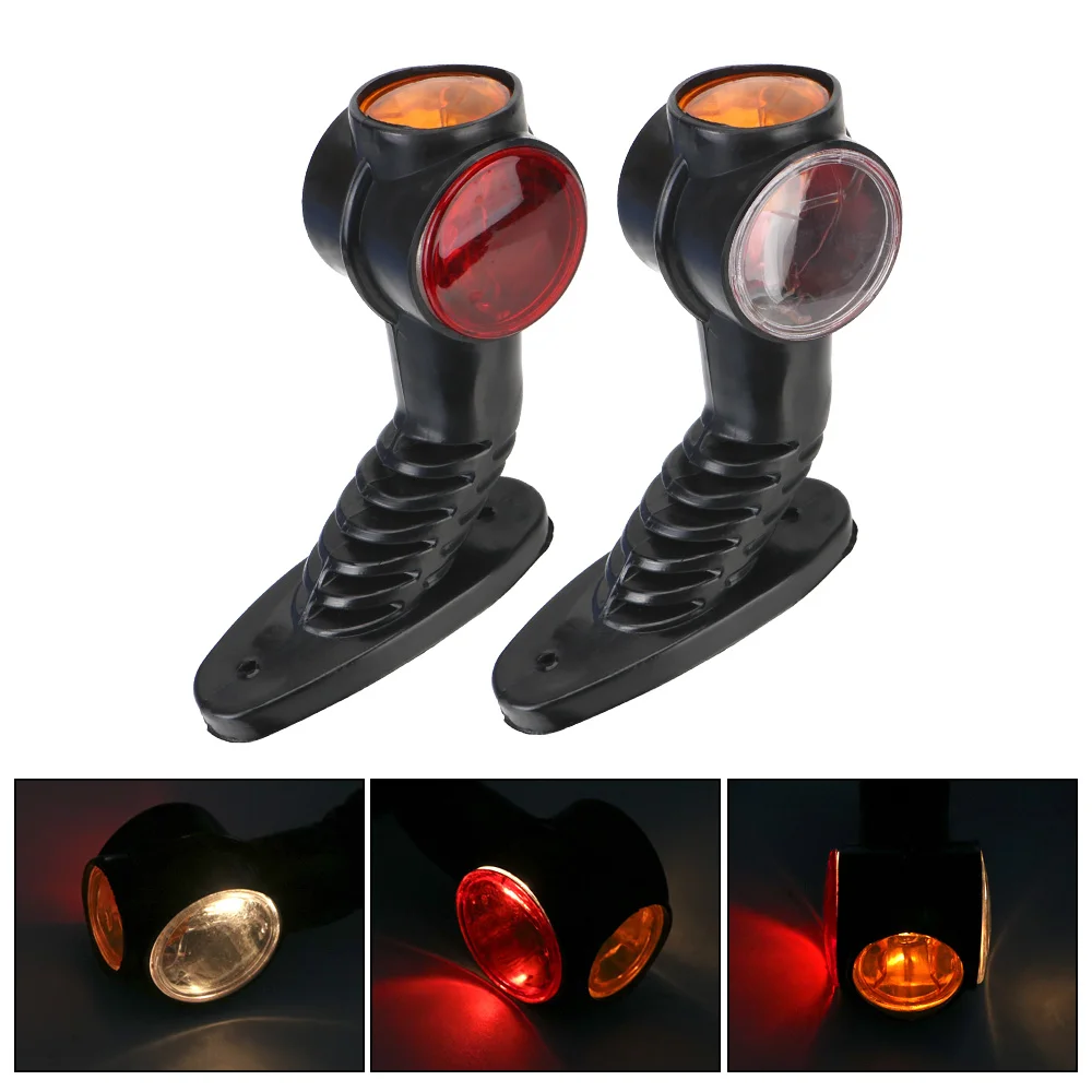 

24V LED Marker Side Light for Truck Trailer Caravan Elbow Outline External Light Red Amber White 2pcs