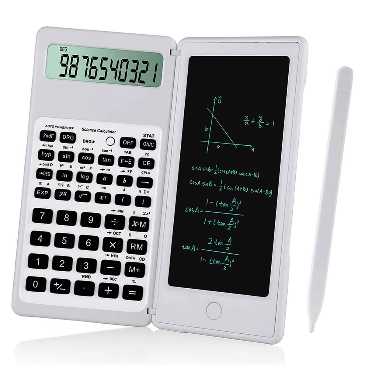 

Foldable Calculator handwriting Function Calculator LCD Digital Tablet Digital Drawing Pad Stylus Pen Erase Button Lock Function