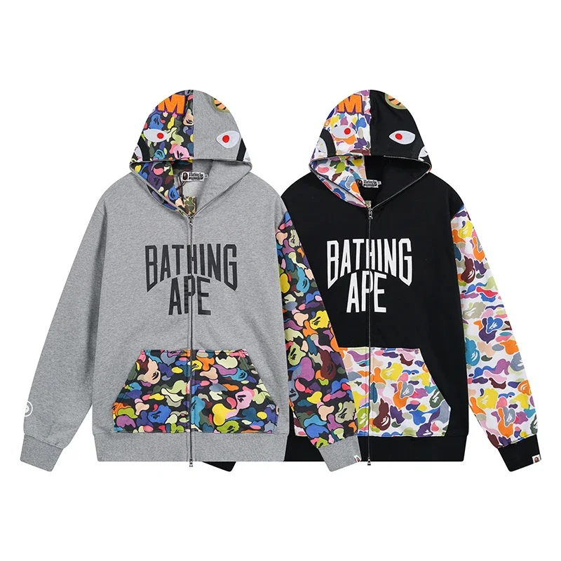

2024 New shark stitching hoodie men's and women's same style sweater M-XXL