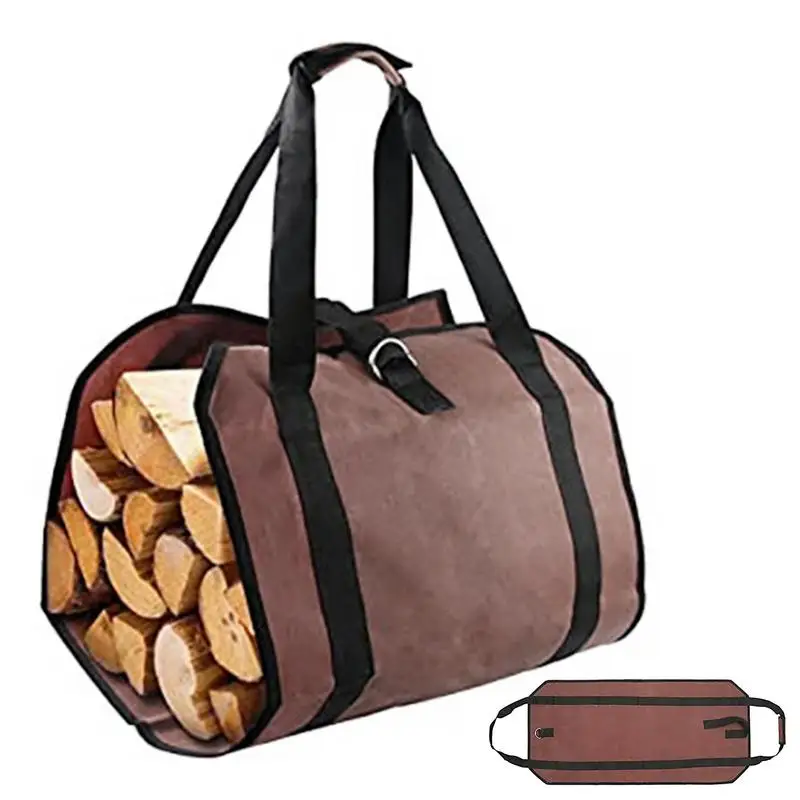 

Firewood Carrier Bag Sturdy Carrying Wood Storage Bag Canvas Wood Log Carrier Tote Holder For Outdoor Kitchen Supplies Gadgets