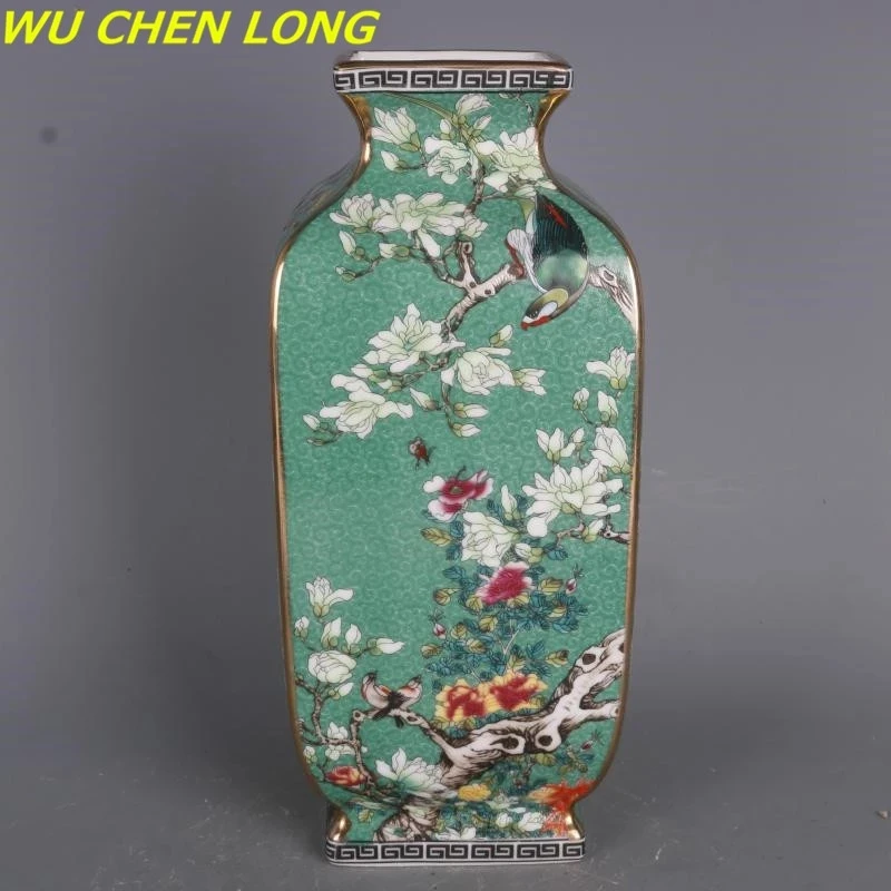 

WU CHEN LONG Qing Dynasty Qianlong эмалевая живопись квадратные цветы и фотокерамика античный фарфор сбор R5761