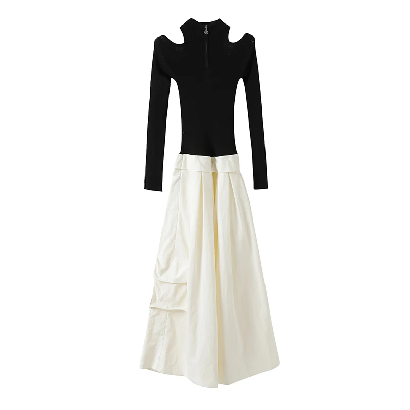 Женское трикотажное платье Vena в стиле пэчворк рабочая одежда длинные платья