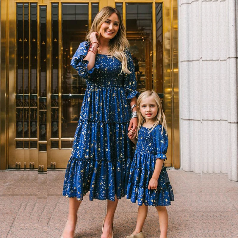 

Summer Girls Pleated Dress For Mother-Daughter Clothing Sequin Ruffle Short Sleeve Clothes Children Chiffon Princess Dresses New