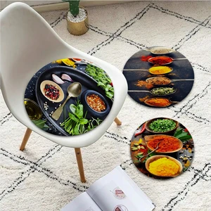 Vegetable Grains Spices Round Seat Cushion Office Dining Stool Pad Sponge Sofa Mat Non-Slip Sofa Cushion