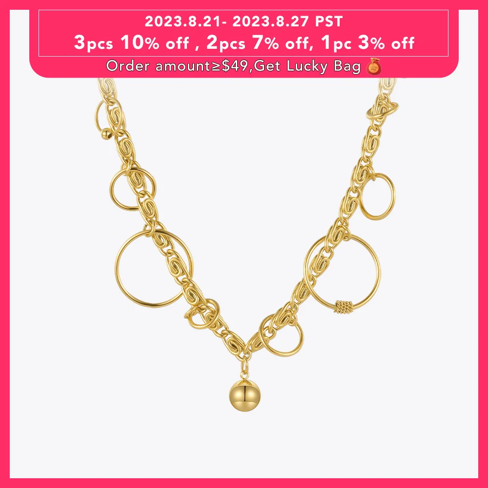 

ENFASHION Circles Chain Necklace For Women Stainless Steel Jewelry Choker Necklaces Gold Color Collier Free Shipping Items P3275