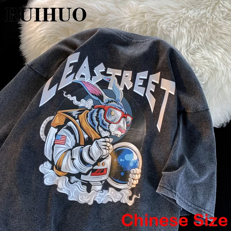 

RUIHUO Funny T Shirts For Men Clothing Vintage T-Shirts Streetwear Harajuku Tops Chinese Size 5XL 2022 New Arrivals