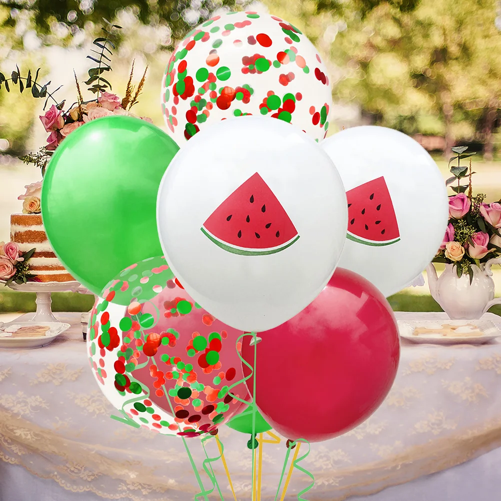 

Balloons Watermelon Party Latex Fruit Balloon Summer Hawaiiancolor Sequin Arch Foil Theme Inch 12 Decorations Dotdecor 12Inch