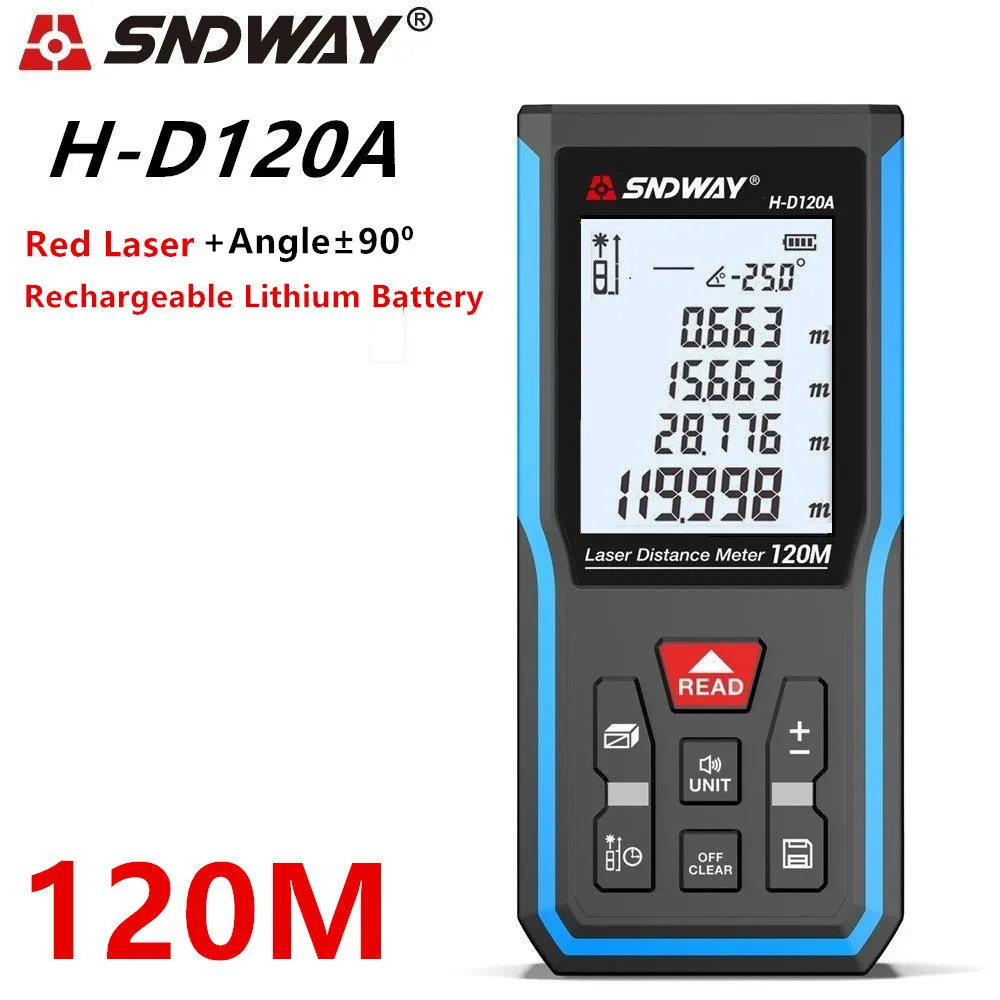 

SNDWAY Laser Distance Meter Digital Rangefinder 120m 100m 70m 50m Laser Distance Measurer Electronic Level Ruler Range Finder