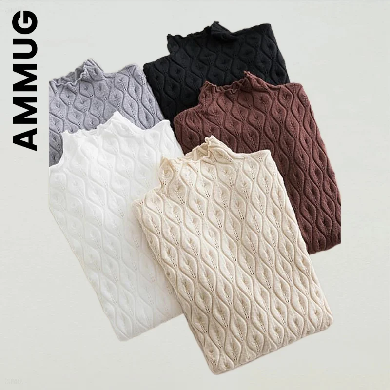 

Женский вязаный свитер Ammug, новый элегантный тонкий свитер, женская уличная одежда с круглым вырезом, женский свитер для девушек, облегающий...