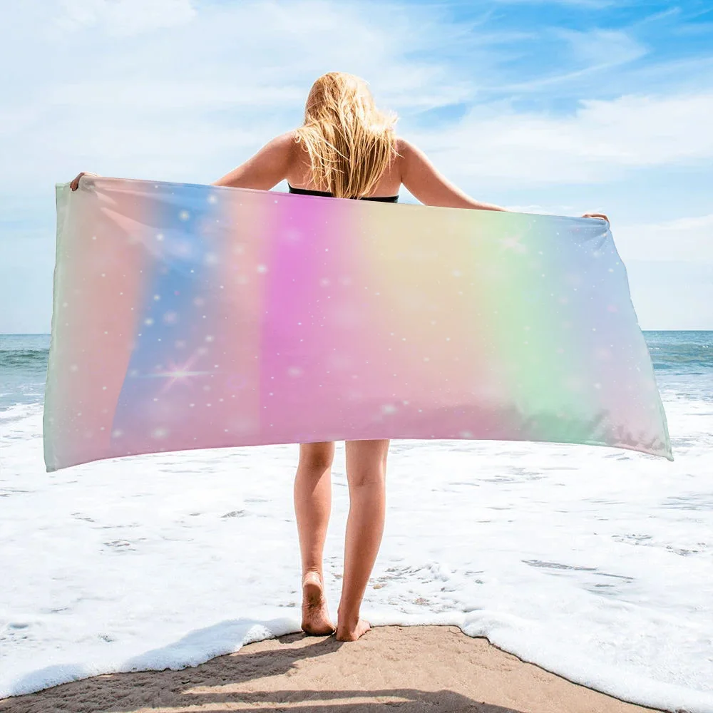 

Пляжное полотенце Rainbow Starlight из микрофибры, Большое банное полотенце для взрослых и детей, Пляжная подушка, полотенце для спа и ванной