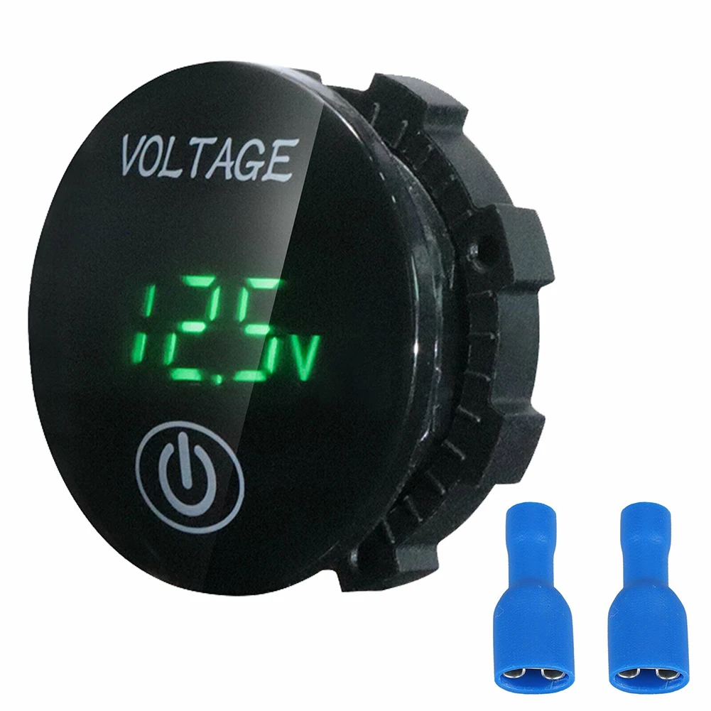 

LED Voltmeter Motorcycle Car ON OFF 12V-24V 37x17mm Battery Fuel Black