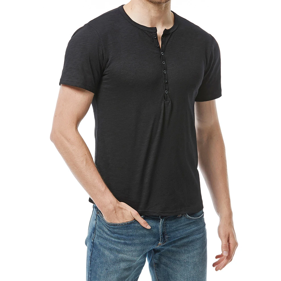 

Black Henley T Shirt for Men 2023 Summer Short Sleeve Soft Breathable Lightweight Tshirt Fashion Casual Solid Basic Tee Tops XXL