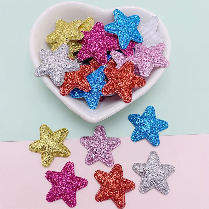

50Pcs Pentagram Patches Gold Powder Patch Clothing Thermal Adhesive Badges Stripes Diy Tool Cloth Iron On Sewing Patches Toy