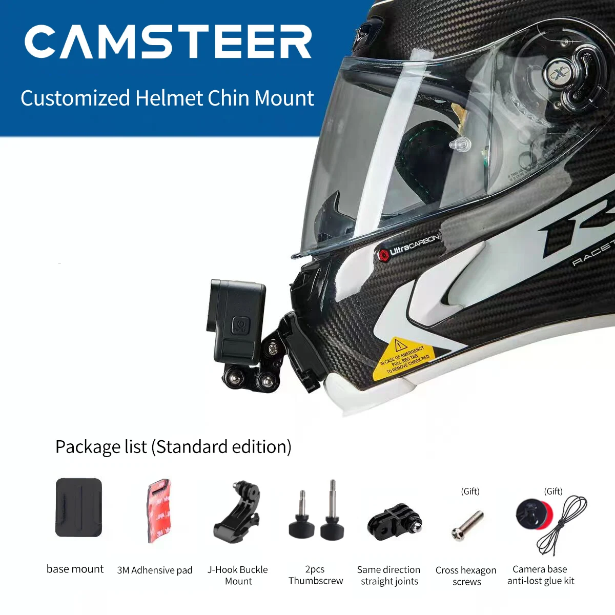 Camsteer Customized CNC Aluminium Nolan X-lite X803rs Helmet Chin Mount for GoPro Max Hero 10 9 Insta360One X2 DJI AKASO Camera images - 6