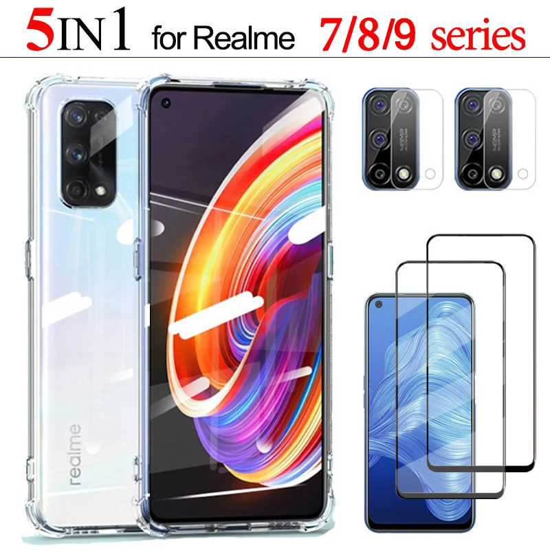 

Realmi 8i Transparent Case for Realme 9 pro plus Case&Glass Protection Kit, Airbag Shockproof Cover Realme 7/8 5g 8s 9i Case