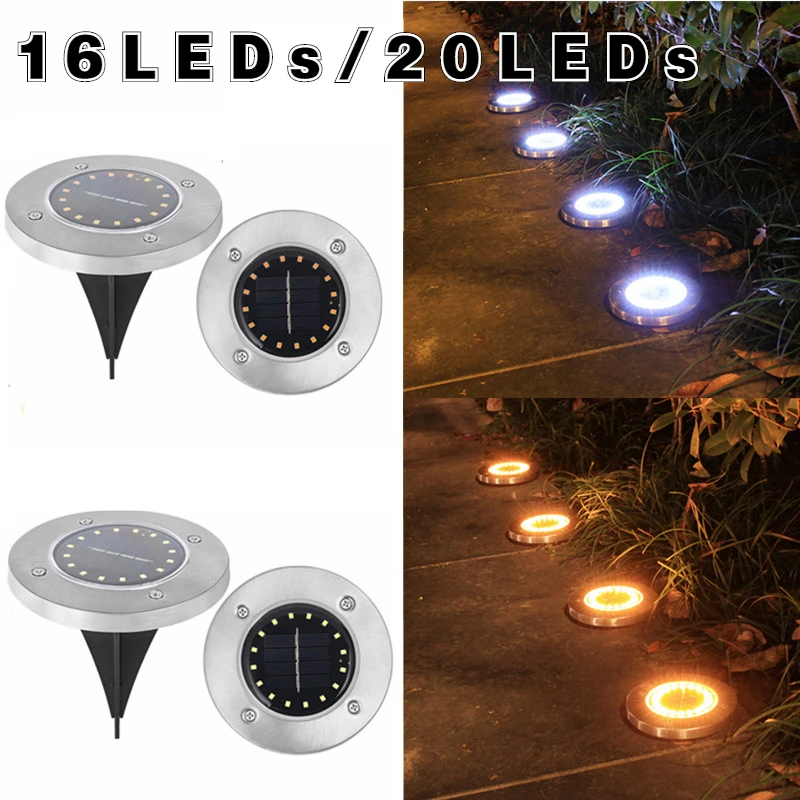 

16/20LED Solar Lawn Yard Led Night Light Buried Solar Garden Light IP65 Waterproof Outdoor PathWay Floor Under Ground Spot Lamp